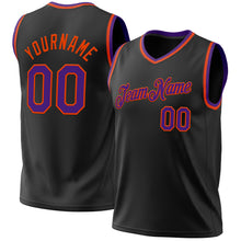 Load image into Gallery viewer, Custom Black Purple-Orange Authentic Throwback Basketball Jersey