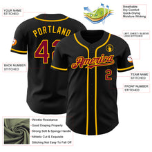 Load image into Gallery viewer, Custom Black Maroon-Gold Authentic Baseball Jersey
