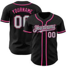 Load image into Gallery viewer, Custom Black Gray-Pink Authentic Baseball Jersey