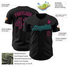 Load image into Gallery viewer, Custom Black Hot Pink-Teal Authentic Baseball Jersey