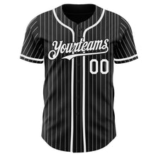 Load image into Gallery viewer, Custom Black White Pinstripe Authentic Baseball Jersey