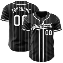 Load image into Gallery viewer, Custom Black White Pinstripe Authentic Baseball Jersey