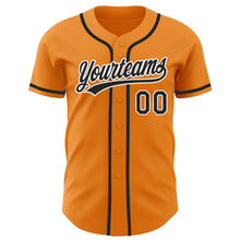 Load image into Gallery viewer, Custom Bay Orange Black-White Authentic Baseball Jersey