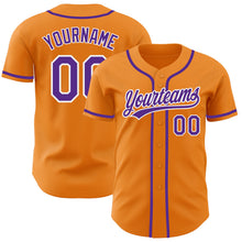 Load image into Gallery viewer, Custom Bay Orange Purple-White Authentic Baseball Jersey