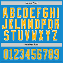 Load image into Gallery viewer, Custom Blue Gold-Cream Hockey Jersey