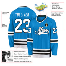 Load image into Gallery viewer, Custom Blue White-Black Hockey Jersey