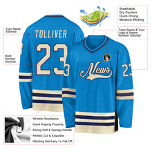 Load image into Gallery viewer, Custom Blue Cream-Navy Hockey Jersey