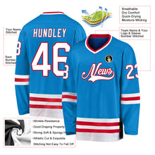 Load image into Gallery viewer, Custom Blue White-Red Hockey Jersey