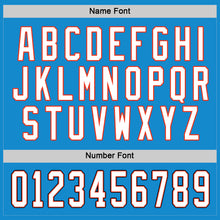 Load image into Gallery viewer, Custom Blue White-Orange Hockey Jersey