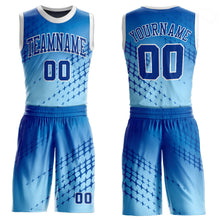 Load image into Gallery viewer, Custom Blue Royal-Light Blue Round Neck Sublimation Basketball Suit Jersey