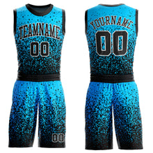 Load image into Gallery viewer, Custom Blue Black-White Round Neck Sublimation Basketball Suit Jersey