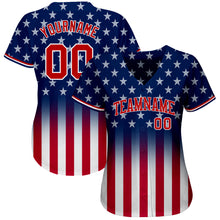 Load image into Gallery viewer, Custom Blue Red-White 3D American Flag Fashion Authentic Baseball Jersey