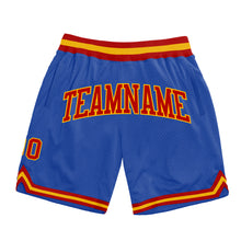Load image into Gallery viewer, Custom Blue Red-Gold Authentic Throwback Basketball Shorts