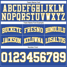 Load image into Gallery viewer, Custom Blue White-Gold Authentic Throwback Basketball Shorts