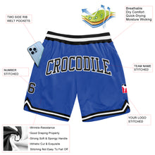 Load image into Gallery viewer, Custom Blue Black-White Authentic Throwback Basketball Shorts