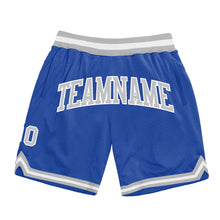 Load image into Gallery viewer, Custom Blue Gray-White Authentic Throwback Basketball Shorts