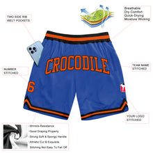 Load image into Gallery viewer, Custom Blue Orange-Black Authentic Throwback Basketball Shorts