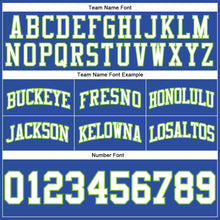 Load image into Gallery viewer, Custom Blue White-Neon Green Authentic Throwback Basketball Shorts