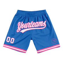 Load image into Gallery viewer, Custom Blue White-Pink Authentic Throwback Basketball Shorts