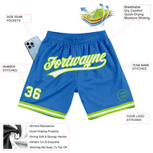 Load image into Gallery viewer, Custom Blue White-Neon Green Authentic Throwback Basketball Shorts