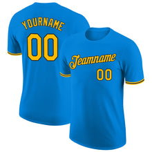 Load image into Gallery viewer, Custom Blue Gold-Black Performance T-Shirt