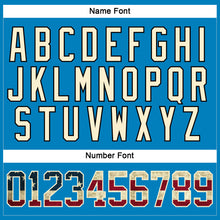 Load image into Gallery viewer, Custom Blue Vintage USA Flag Cream-Black Hockey Lace Neck Jersey