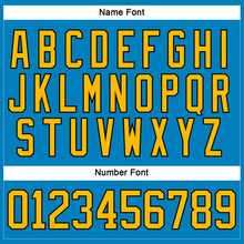 Load image into Gallery viewer, Custom Blue Gold-Black Hockey Lace Neck Jersey