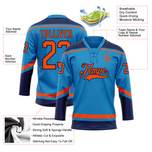 Load image into Gallery viewer, Custom Blue Orange-Navy Hockey Lace Neck Jersey
