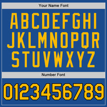 Load image into Gallery viewer, Custom Blue Gold-Black Authentic Throwback Baseball Jersey