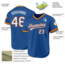 Load image into Gallery viewer, Custom Blue Navy Orange-Gold Authentic Throwback Baseball Jersey