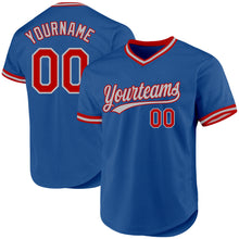 Load image into Gallery viewer, Custom Blue Red-Gray Authentic Throwback Baseball Jersey