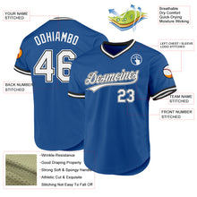 Load image into Gallery viewer, Custom Blue White-Black Authentic Throwback Baseball Jersey