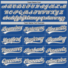 Load image into Gallery viewer, Custom Blue White-Black Authentic Throwback Baseball Jersey