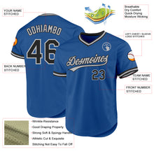 Load image into Gallery viewer, Custom Blue Black-Gray Authentic Throwback Baseball Jersey