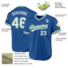 Load image into Gallery viewer, Custom Blue White-Kelly Green Authentic Throwback Baseball Jersey