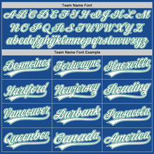 Load image into Gallery viewer, Custom Blue White-Kelly Green Authentic Throwback Baseball Jersey