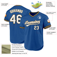 Load image into Gallery viewer, Custom Blue Old Gold-Black Authentic Throwback Baseball Jersey
