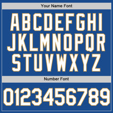 Load image into Gallery viewer, Custom Blue White-Old Gold Authentic Throwback Baseball Jersey