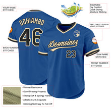 Load image into Gallery viewer, Custom Blue Black-Cream Authentic Throwback Baseball Jersey