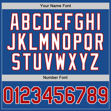 Load image into Gallery viewer, Custom Blue Red-White Authentic Throwback Baseball Jersey