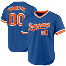 Load image into Gallery viewer, Custom Blue Orange-White Authentic Throwback Baseball Jersey