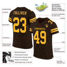 Load image into Gallery viewer, Custom Brown Gold Mesh Authentic Football Jersey