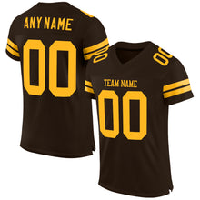Load image into Gallery viewer, Custom Brown Gold Mesh Authentic Football Jersey