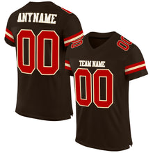 Load image into Gallery viewer, Custom Brown Red-Cream Mesh Authentic Football Jersey