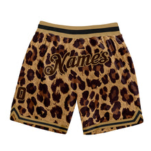 Load image into Gallery viewer, Custom Brown Brown-Old Gold 3D Pattern Design Leopard Authentic Basketball Shorts