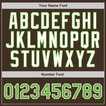 Load image into Gallery viewer, Custom Brown White Pinstripe Neon Green-White Authentic Baseball Jersey