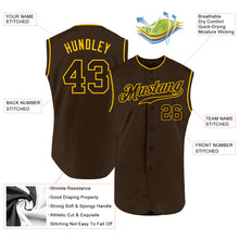 Load image into Gallery viewer, Custom Brown Brown-Gold Authentic Sleeveless Baseball Jersey
