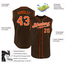 Load image into Gallery viewer, Custom Brown Orange-White Authentic Sleeveless Baseball Jersey