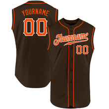 Load image into Gallery viewer, Custom Brown Orange-White Authentic Sleeveless Baseball Jersey