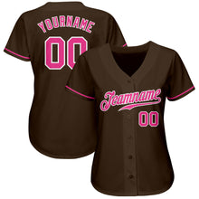 Load image into Gallery viewer, Custom Brown Pink-White Authentic Baseball Jersey